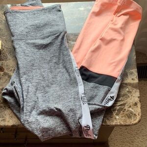 PINK Victoria's Secret Girls' Gray Heather and Peach Colorblock Leggings